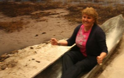 Susan Shaw tried out the canoe at the Chickasaw Cultural Center, April 2015.