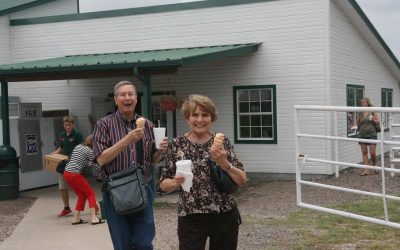 Don and Charlotte VanDeCar liked Ham Orchard’s peach ice cream in July, 2015.