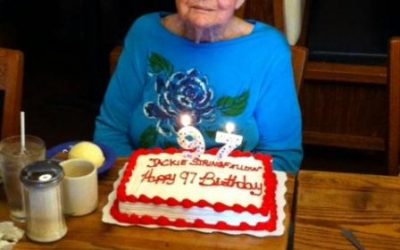 The TI Retiree Bunch helped Jackie Stringfellow celebrate her 97th birthday in April, 2016.