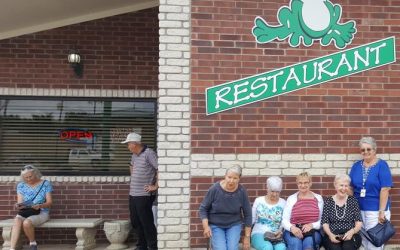 Eating lunch at the Green Frog Restaurant on our way to the Air Tractor tour on August 17, 2016.
