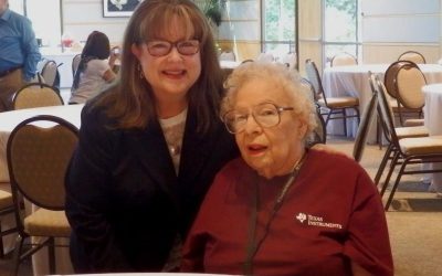 Dot Adler supervised Terri West, a TI intern, years ago and enjoyed their reunion at the recent TIAA business meeting.