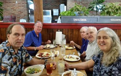 TI Automation Group at their October luncheon.  Pictured are Charlie Livingston, Don Smith, Lee Williams, Joe Ballas, and Susan Argyll. Kate Rose took the picture.